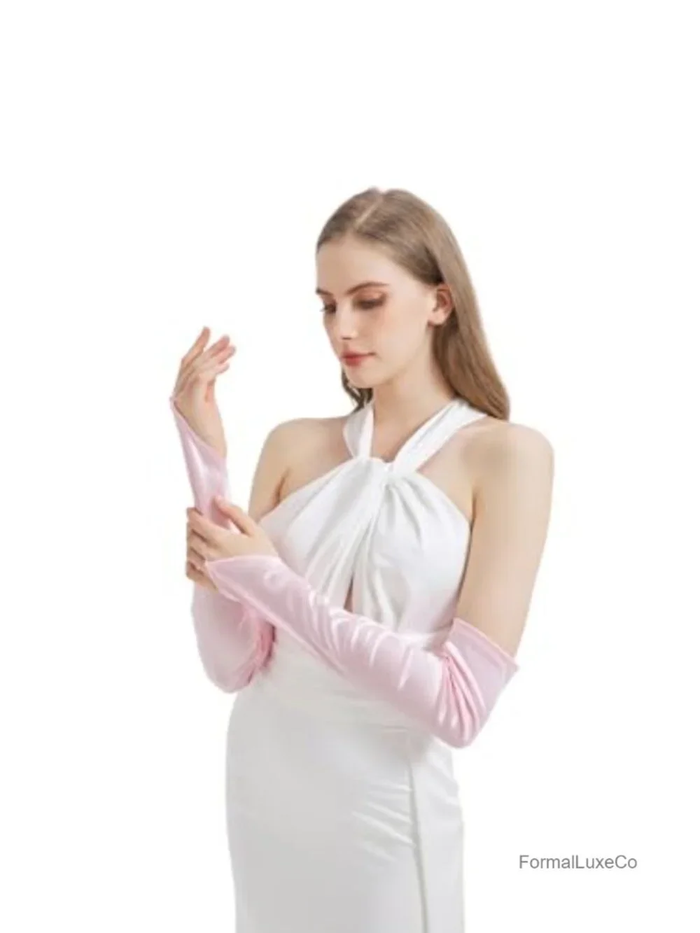 Women's Fingerless Long Satin Gloves Costume Accessory